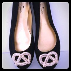 Kate Spade Black Suede Telly Pretzel Flat